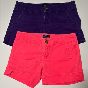 American Eagle Outfitters Purple and Pink Women's Shorts. Size 2 - (two shorts)
